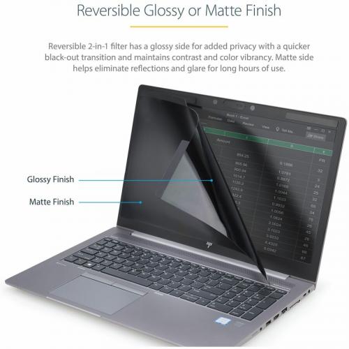 StarTech.com Laptop Privacy Screen For 15.6" Notebook   Removable Magnetic Laptop Security Filter   Blue Light Reducing   Matte/Glossy Alternate-Image6/500