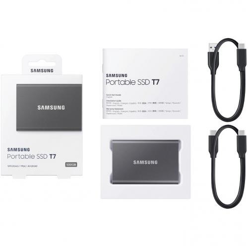 Samsung T7 MU PC500T/AM 500 GB Portable Solid State Drive   External   PCI Express NVMe   Titan Gray Alternate-Image6/500