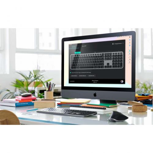 Logitech MX Keys Advanced Wireless Illuminated Keyboard For Mac, Tactile Responsive Typing, Backlighting, Bluetooth, USB C, Apple MacOS, Metal Build, Space Gray Alternate-Image6/500