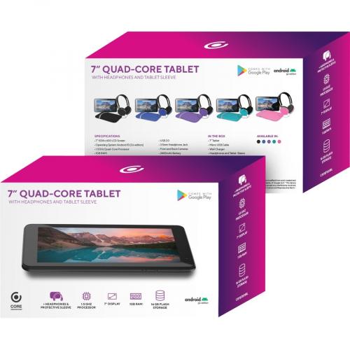Core Innovations CRTB7001TL Tablet   7"   Rockchip RK3326   1 GB   16 GB Storage   Android 10 (Go Edition)   Teal Alternate-Image6/500