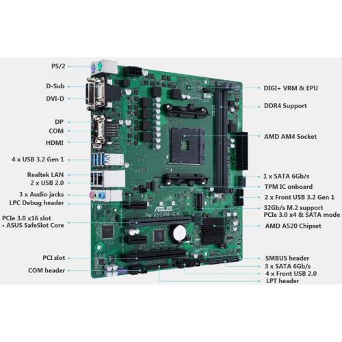 Asus A520M C II CSM Desktop Motherboard AMD A520 Chipset