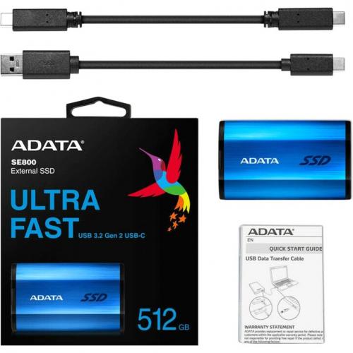 Adata SE800 ASE800 512GU32G2 CBL 512 GB Portable Solid State Drive   External   Blue Alternate-Image6/500