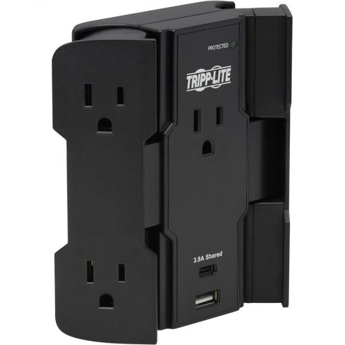 Tripp Lite By Eaton Safe IT 5 Outlet Surge Protector, USB A/USB C Ports, 5 15P Direct Plug In, 1050 Joules, Antimicrobial Protection, Black Alternate-Image6/500