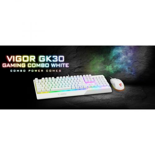MSI Vigor GK30 White Gaming Keyboard   USB Plunger Cable Keyboard   White   USB Cable Mouse   Optical   5000 Dpi Alternate-Image6/500
