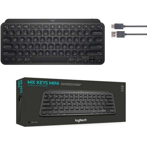 Logitech MX Keys Mini Minimalist Wireless Illuminated Keyboard, Compact, Bluetooth, Backlit, USB C, Compatible With Apple MacOS, IOS, Windows, Linux, Android, Metal Build (Black) Alternate-Image6/500