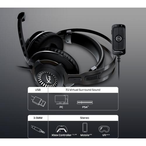 HP HyperX Cloud Revolver Gunmetal   Wired Gaming Headset + 7.1   USB, Mini Phone (3.5mm)   3.28 Ft Cable   Electret, Condenser, Uni Directional, Noise Cancelling Microphone   Noise Canceling Alternate-Image6/500
