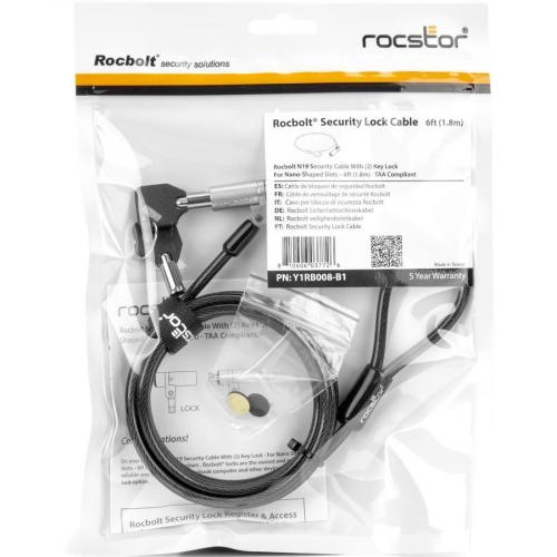Rocstor N19 Security Cable Lock For Nano Shaped Slots   (2) Keys   TAA Alternate-Image6/500
