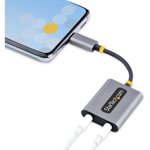 StarTech.com USB C Headphone Splitter, USB Type C Dual Headset Adapter W/Mic Input, USB C To 3.5mm Audio Adapter/Earphone Dongle/Aux Jack Alternate-Image6/500