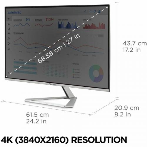 ViewSonic VX2776 4K MHDU 27 Inch 4K IPS Monitor With Ultra HD Resolution, 65W USB C, HDR10 Content Support, Thin Bezels, HDMI And DisplayPort Alternate-Image6/500