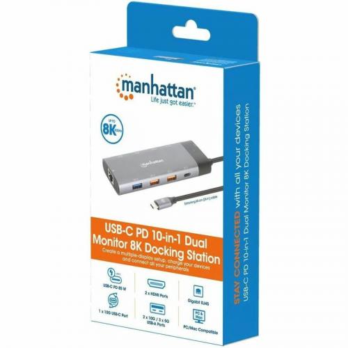 Manhattan USB C PD 10 In 1 Dual Monitor 8K Docking Station / Multiport Hub Alternate-Image6/500