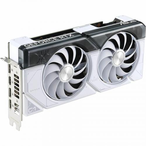 Asus Dual GeForce RTX 4070 White OC Edition 12GB Graphics Card White   3rd Generation RT Cores   4th Generation Tensor Cores   Powered By NVIDIA DLSS3   OC Mode: 2505 MHz / Default Mode: 2475 MHz   2.55 Slot Design   Dual Ball Fan Bearings Alternate-Image6/500