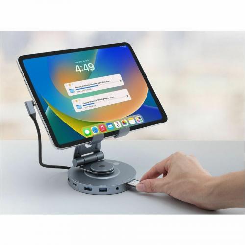 SIIG USB C Multitask Hub Stand Holder   Tablets/Phones Stand   HDMI 4K60Hz   PD 100W   2xUSB A/USB C 5Gbps   SD/Micro SD  3.5mm Headset Alternate-Image6/500