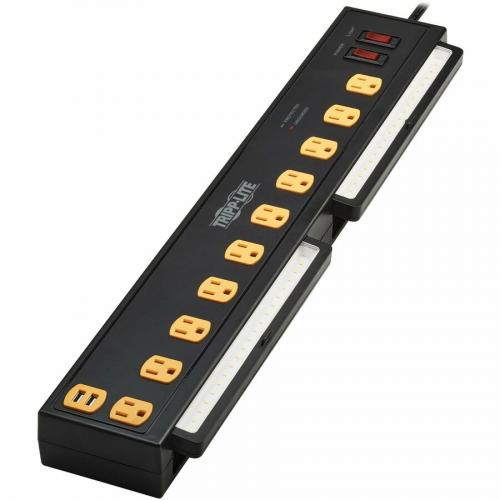 Tripp Lite By Eaton Protect It! 10 Outlet Surge Protector With Swivel Light Bars   5 15R Outlets, 2 USB Ports, 10 Ft. (3 M) Cord, 4500 Joules, Black Alternate-Image6/500