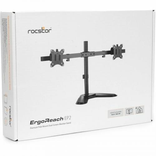 Rocstor ErgoReach Mounting Pole For Flat Panel Display   Black   Landscape/Portrait Alternate-Image6/500