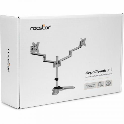 Rocstor Mounting Pole For Monitor, Display   Silver, Black Alternate-Image6/500