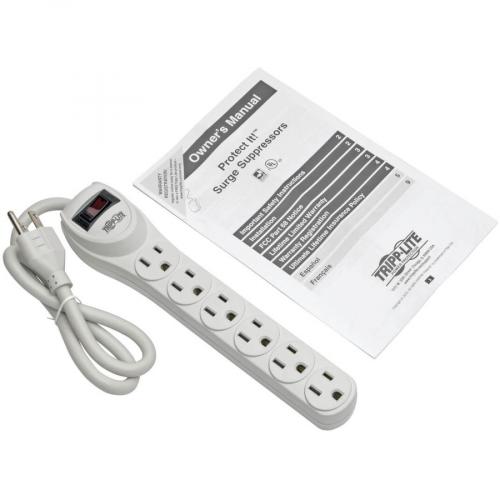 Tripp Lite By Eaton Protect It! 6 Outlet Home Computer Surge Protector, 2 Ft. (0.61 M) Cord, 180 Joules Alternate-Image7/500
