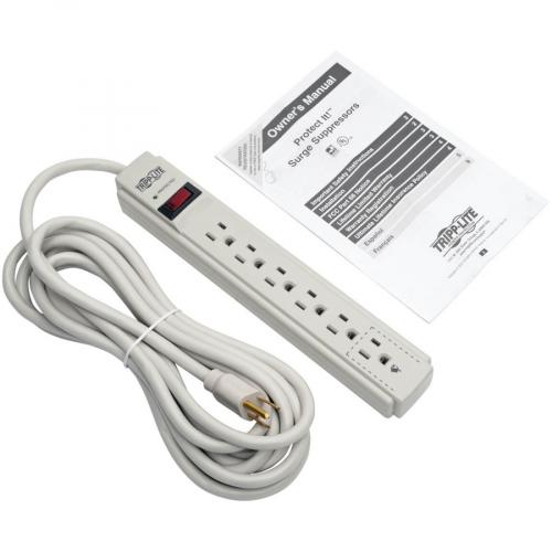 Eaton Tripp Lite Series Protect It! 6 Outlet Surge Protector, 15 Ft. Cord, 790 Joules, Diagnostic LED, Light Gray Housing Alternate-Image7/500