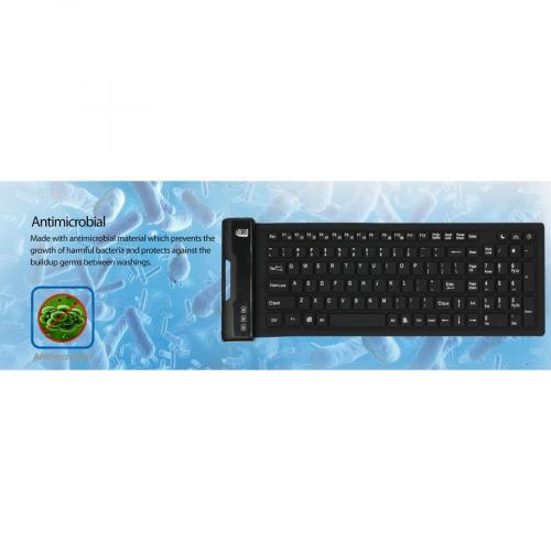 Adesso Antimicrobial Waterproof Flex Keyboard (Compact Size) Alternate-Image7/500