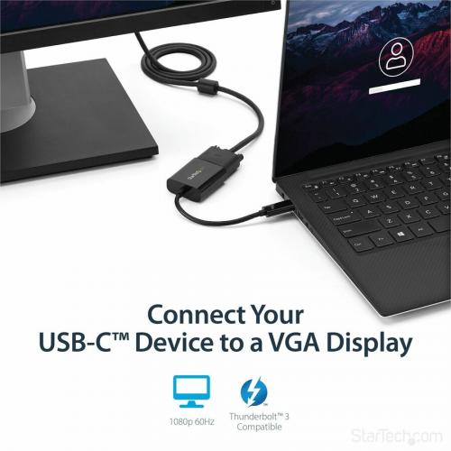 StarTech.com USB C To VGA Adapter   Thunderbolt 3 Compatible   USB C Adapter   USB Type C To VGA Dongle Converter Alternate-Image7/500