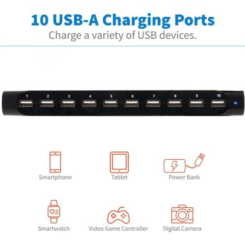 Tripp Lite By Eaton 10 Port USB Charging Station With Adjustable Storage, 12V 8A (96W) USB Charger Output Alternate-Image7/500