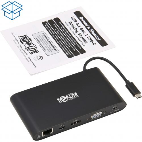Tripp Lite USB C Docking Station 4k USB Hub HDMI VGA MDP Gbe Charging Black, USB Type C, USB C, USB Type C Alternate-Image7/500