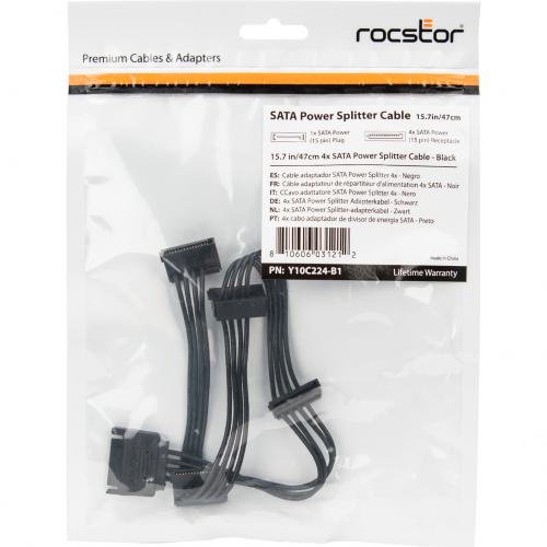 Rocstor Splitter Cord   For Hard Drive, Solid State Drive, Optical Drive   Black Alternate-Image7/500