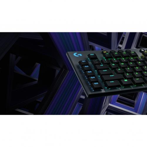Logitech G815 LIGHTSYNC RGB Mechanical Gaming Keyboard With Low Profile GL Tactile Key Switch, 5 Programmable G Keys,USB Passthrough, Dedicated Media Control, Black And White Colorways Alternate-Image7/500