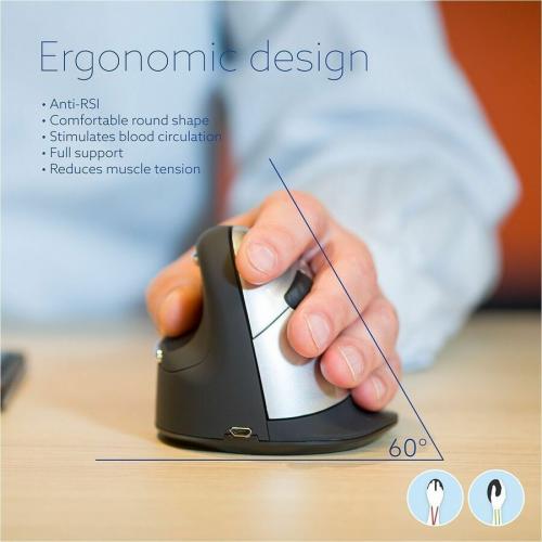 R Go HE Sport Ergonomic Mouse, Vertical Mouse, Prevents RSI, Medium (hand Length 165 185mm), Right Handed, Wireless Bluetooth Connection, Red Alternate-Image7/500