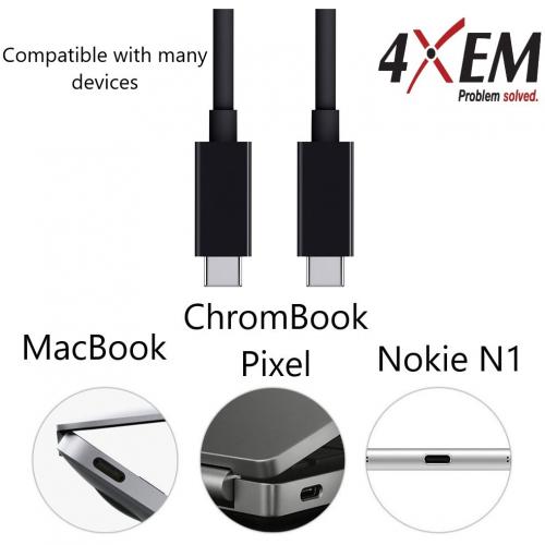 4XEM USB C To USB C Cable M/M USB 3.1 Gen 2 10GBPS 10ft Black Alternate-Image7/500