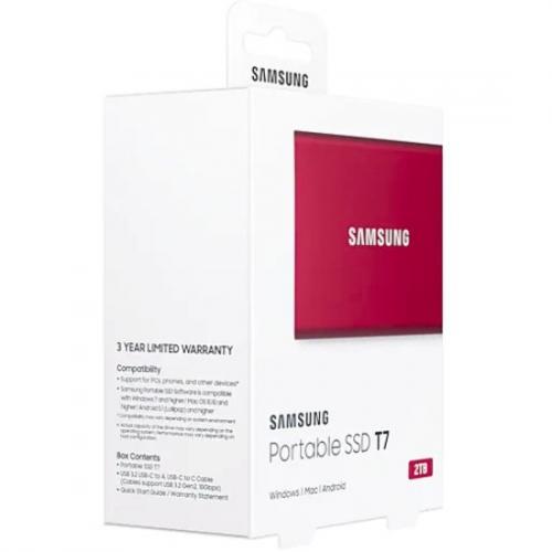 Samsung T7 MU PC2T0R/AM 2 TB Portable Solid State Drive   External   PCI Express NVMe   Metallic Red Alternate-Image7/500