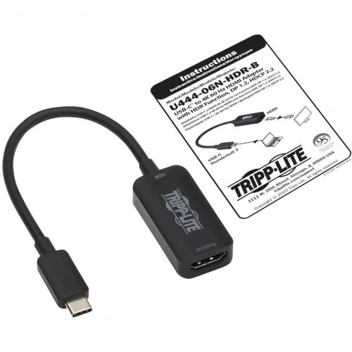 Tripp Lite By Eaton USB C To HDMI Active Adapter Cable (M/F), 4K 60 Hz, HDR, 4:4:4, DP 1.2 Alt Mode, HDCP 2.2, Black, 6 In. (15.2 Cm) Alternate-Image7/500