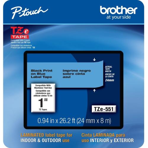 Brother TZe 551CS, 0.94" X 26.2', Black On Blue Laminated Label Tape Alternate-Image7/500