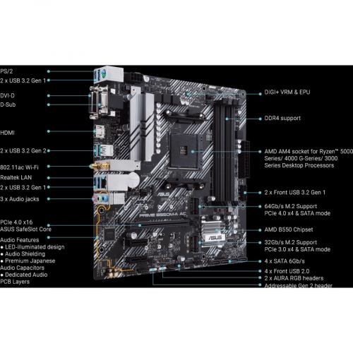 Asus Prime B550M A AC Desktop Motherboard   AMD B550 Chipset   Socket AM4   Micro ATX Alternate-Image7/500