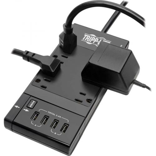 Tripp Lite By Eaton Safe IT 6 Outlet Surge Protector, Retractable USB Charger, 5 15R Outlets, 4 USB Charging Ports, 8 Ft. (2.4 M) Cord, Antimicrobial Protection Alternate-Image7/500