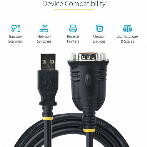StarTech.com 3ft (1m) USB To Serial Cable, DB9 Male RS232 To USB Converter, USB To Serial Adapter, COM Port Adapter With Prolific IC Alternate-Image7/500