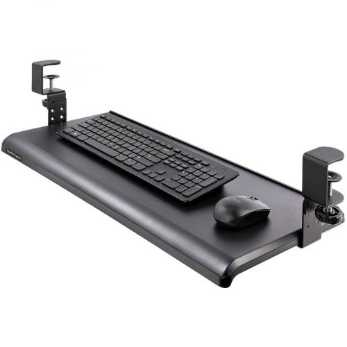 StarTech.com Under Desk Keyboard Tray, Clamp On Keyboard Holder, Up To 12kg/26.5lb, Height Adjustable, Ergonomic Sliding Keyboard Drawer Alternate-Image7/500