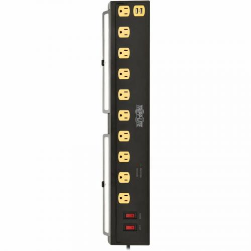 Tripp Lite By Eaton Protect It! 10 Outlet Surge Protector With Swivel Light Bars   5 15R Outlets, 2 USB Ports, 6 Ft. (1.8 M) Cord, 1350 Joules, Black Alternate-Image7/500