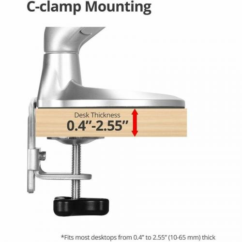 SIIG MTPRO Desk Mount Dual Gas Spring Monitor Arm   Up To 32" Display   Max. Load 19.8 Lbs   VESA 75 & 100mm Alternate-Image7/500
