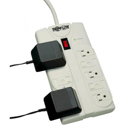 Tripp Lite By Eaton Protect It! 8 Outlet Surge Protector, 25 Ft. Cord With Right Angle Plug, 1440 Joules, Diagnostic LEDs, Light Gray Housing Alternate-Image8/500