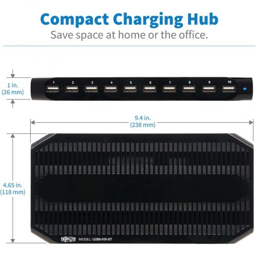 Tripp Lite By Eaton 10 Port USB Charging Station With Adjustable Storage, 12V 8A (96W) USB Charger Output Alternate-Image8/500