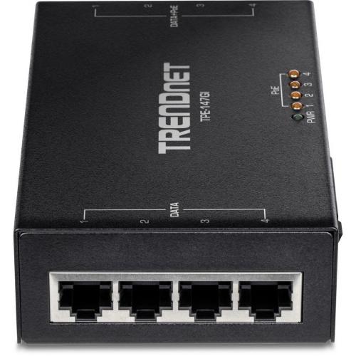 TRENDnet 65W 4 Port Gigabit PoE+ Injector, TPE 147GI, 4 X Gigabit Ports(Data In), 4 X Gigabit PoE Ports(Data + PoE Out), Multi Port PoE+ Injector Up To 100m(328 Ft.), Add PoE+ Power To Non PoE Switch Alternate-Image8/500