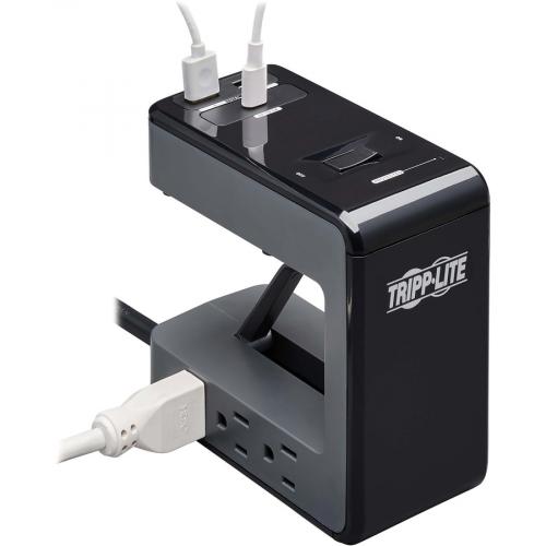 Tripp Lite By Eaton Safe IT 6 Outlet Clamp Surge Protector, 5 15R Outlets, 3 USB Charging Ports, 8 Ft. (2.4 M) Cord, Antimicrobial Protection Alternate-Image8/500