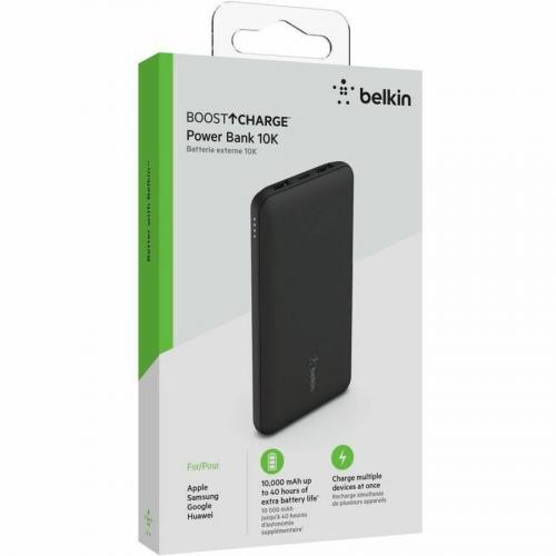 Belkin 15W USB C 3 Port Power Bank   10k MAh   1xUSB C (15W), 2xUSB A (10W)   Portable Charger   W/ USB C Cable   Black Alternate-Image8/500