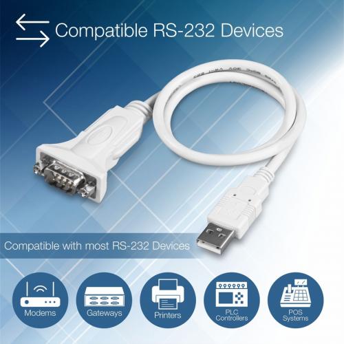 TRENDnet USB To Serial 9 Pin Converter Cable, Connect A RS 232 Serial Device To A USB 2.0 Port, Supports Windows & Mac, USB 1.1, USB 2.0, USB 3.0, 21 Inch Cable Length, Plug & Play, White, TU S9 Alternate-Image8/500