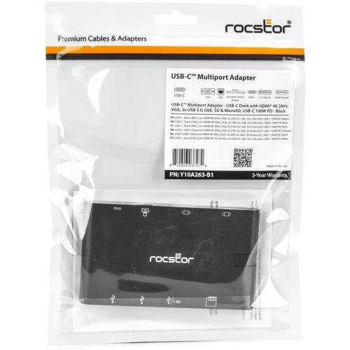 Rocstor Portable USB C Multiport Adapter, 2x USB C, USB A, HDMI, VGA, RJ45, SD Card Alternate-Image8/500