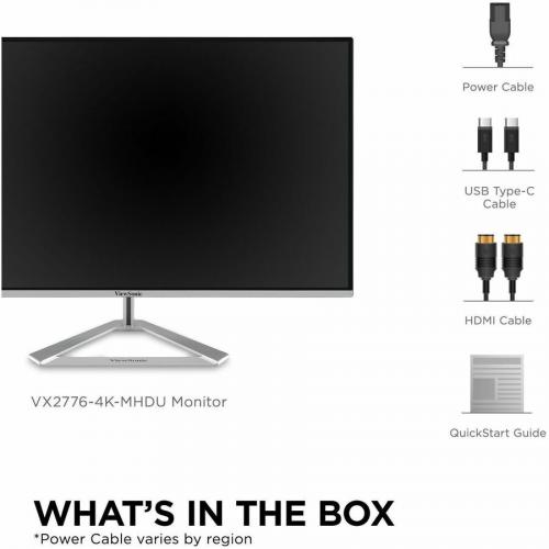 ViewSonic VX2776 4K MHDU 27 Inch 4K IPS Monitor With Ultra HD Resolution, 65W USB C, HDR10 Content Support, Thin Bezels, HDMI And DisplayPort Alternate-Image8/500