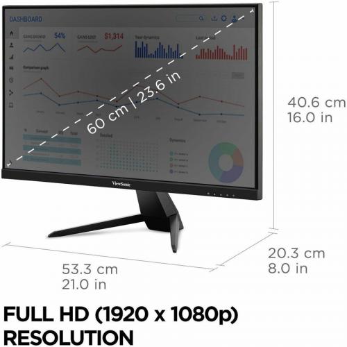 ViewSonic VX2467U   24" 1080p Thin Bezel IPS Monitor With 65W USB C, HDMI, VGA   250 Cd/m&#178; Alternate-Image8/500