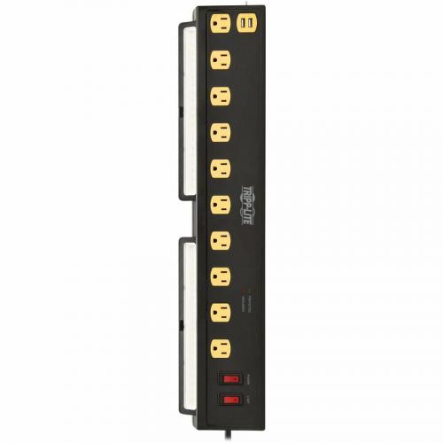Tripp Lite By Eaton Protect It! 10 Outlet Surge Protector With Swivel Light Bars   5 15R Outlets, 2 USB Ports, 10 Ft. (3 M) Cord, 4500 Joules, Black Alternate-Image8/500