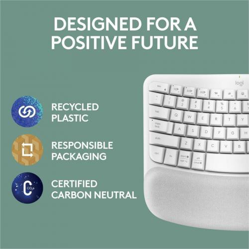 Logitech Wave Keys Wireless Ergonomic Keyboard With Cushioned Palm Rest, Comfortable Natural Typing, Easy Switch, Off White Alternate Image8/500