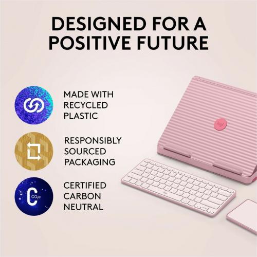 Logitech Casa Pop Up Desk Work From Home Kit With Laptop Stand, Wireless Keyboard & Touchpad, Bluetooth, USB C Charging, For Laptop/MacBook (10" To 17")   Windows, MacOS, ChromeOS, Bohemian Blush (Rose) Alternate-Image8/500